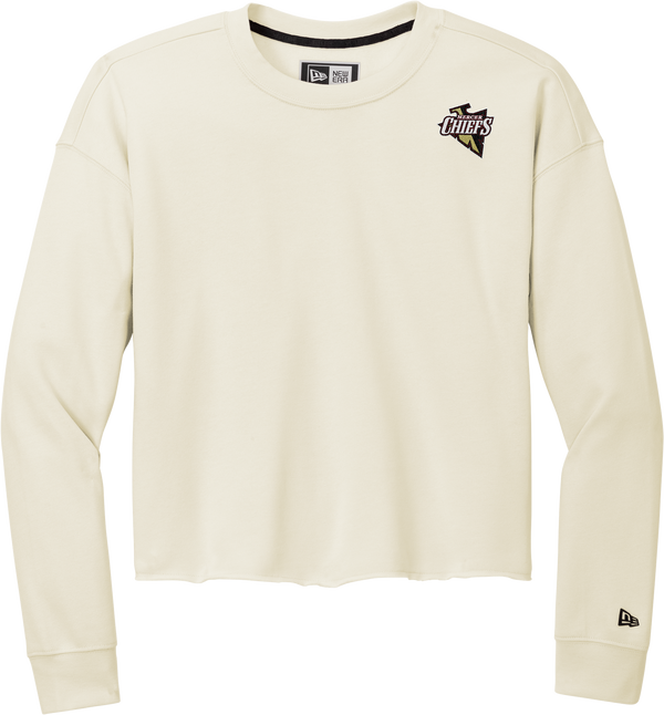 Mercer Chiefs New Era Ladies Tri-Blend Fleece Crop Crew