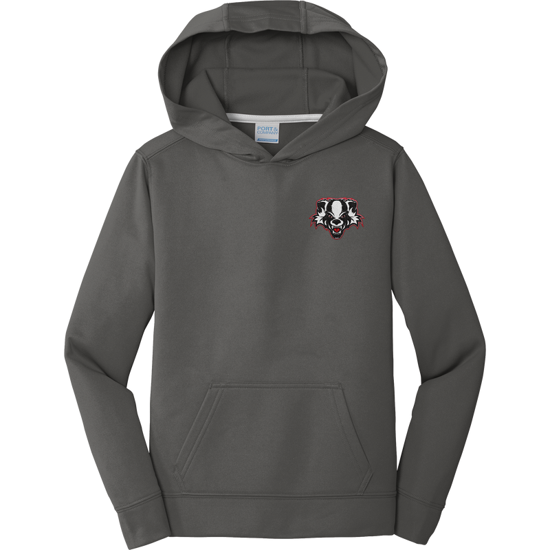 Scary Badgers Youth Performance Fleece Pullover Hooded Sweatshirt