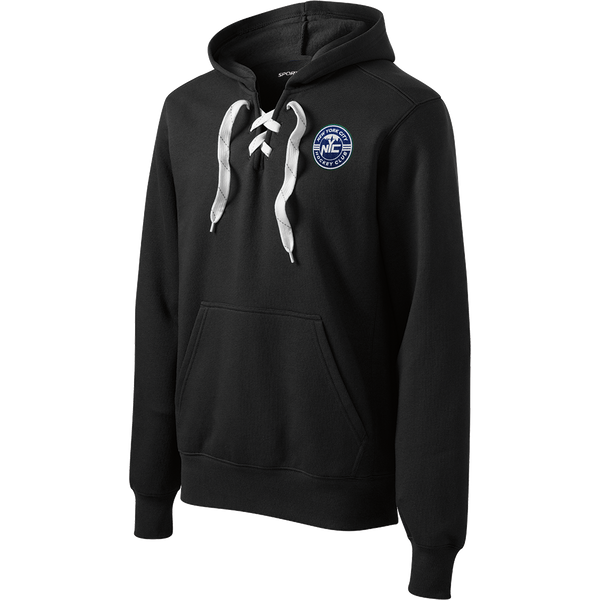 NYC Hockey Club Lace Up Pullover Hooded Sweatshirt