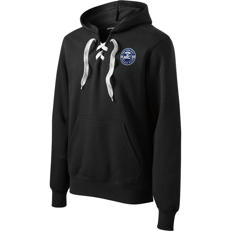 NYC Hockey Club Lace Up Pullover Hooded Sweatshirt