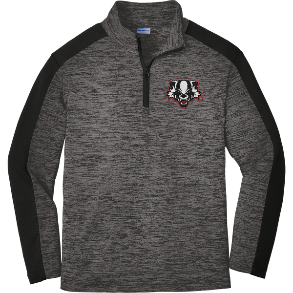 Scary Badgers Youth PosiCharge Electric Heather Colorblock 1/4-Zip Pullover